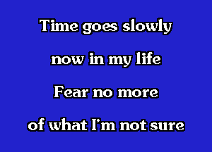 Time goes slowly

now in my life
Fear no more

of what I'm not sure