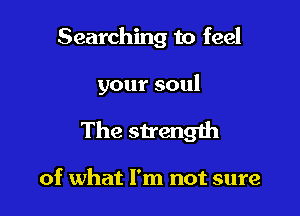 Searching to feel

your soul

The strength

of what I'm not sure