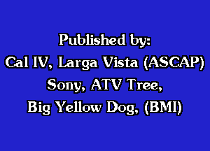 Published byz
Cal IV, Larga Vista (ASCAP)

Sony, ATV Tree,
Big Yellow Dog, (BMI)