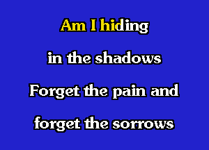 Am I hiding

in the shadows

Forget the pain and

forget the sorrows