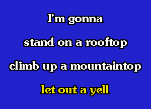 I'm gonna
stand on a rooftop
climb up a mountaintop

let out a yell