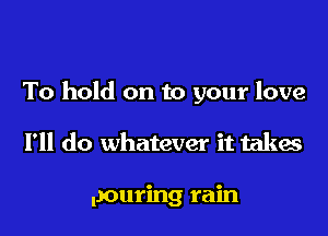 To hold on to your love

I'll do whatever it takes

pouring rain