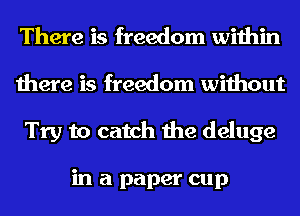 There is freedom within
there is freedom without
Try to catch the deluge

in a paper cup