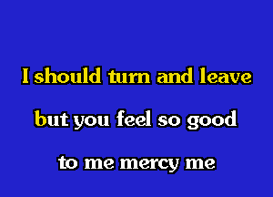 Ishould turn and leave

but you feel so good

to me mercy me