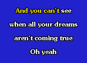 And you can't see
when all your dreams

aren't coming true

Oh yeah