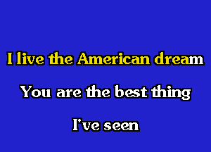 I live the American dream
You are the best thing

I've seen