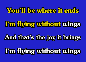 You'll be where it ends
I'm flying without wings
And that's the joy it brings

I'm flying without wings