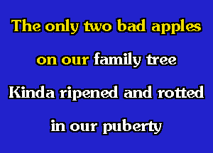 The only two bad apples
on our family tree
Kinda ripened and rotted

in our puberty