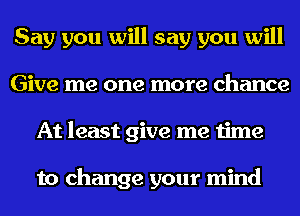 Say you will say you will
Give me one more chance
At least give me time

to change your mind