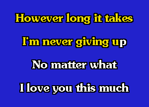 However long it takes
I'm never giving up
No matter what

I love you this much