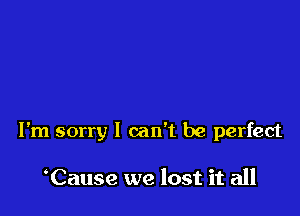 I'm sorry I can't be perfect

Cause we lost it all