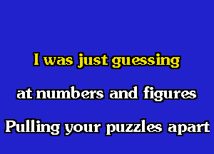 I was just guessing
at numbers and figures

Pulling your puzzles apart