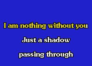 I am nothing without you
Just a shadow

passing through