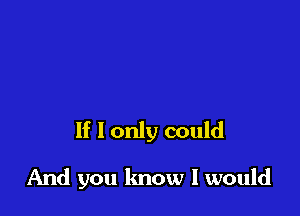 If I only could

And you know I would