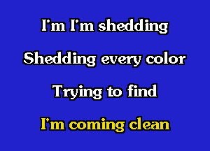 I'm I'm shedding
Shedding every color

Trying to find

I'm coming clean I