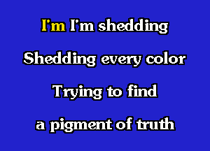 I'm I'm shedding
Shedding every color

Trying to find

a pigment of truth I