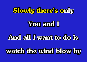 Slowly there's only
You and I
And all Iwant to do is

watch the wind blow by