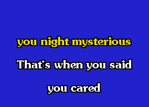 you night mysterious

That's when you said

you cared