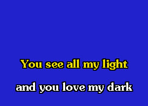 You see all my light

and you love my dark