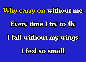 Why carry on without me
Every time I try to fly
I fall without my wings
I feel so small
