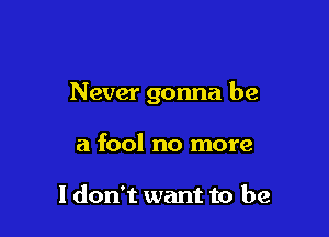 Never gonna be

a fool no more

I don't want to be