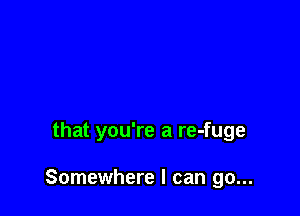 that you're a re-fuge

Somewhere I can go...