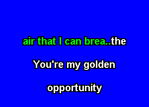 air that I can brea..the

You're my golden

opportunity