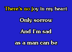 There's no joy in my heart

Only sorrow

And I'm sad

asamancanbe