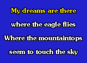 My dreams are there
where the eagle flies
Where the mountaintops

seem to touch the sky