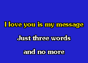 I love you is my message

Just three words

and no more