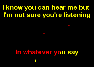 I know you can hear me but
I'm not sure you're listening

In whatever you say