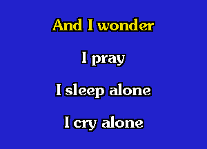 And I wonder

I pray

I sleep alone

I cry alone