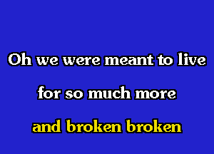 Oh we were meant to live
for so much more

and broken broken