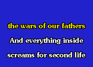 the wars of our fathers
And everything inside

screams for second life