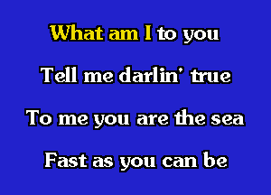 What am I to you
Tell me darlin' true

To me you are the sea

Fast as you can be I