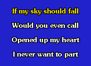 If my sky should fall
Would you even call
Opened up my heart

I never want to part
