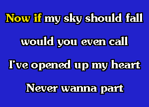 Now if my sky should fall
would you even call
I've opened up my heart

Never wanna part