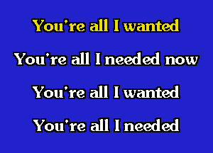 You're all I wanted
You're all I needed now
You're all I wanted
You're all I needed