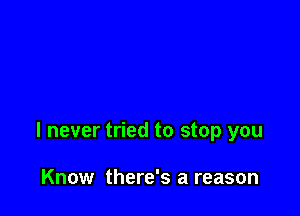 I never tried to stop you

Know there's a reason