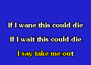 If I wane this could die
If I wait this could die

I say take me out