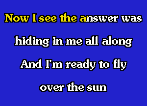 Now I see the answer was
hiding in me all along
And I'm ready to fly

over the sun