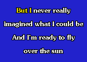 But I never really

imagined what I could be
And I'm ready to fly

over the sun