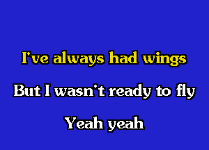 I've always had wings

But I wasn't ready to fly
Yeah yeah