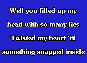 Well you filled up my
head with so many lies
Twisted my heart Til

something snapped inside