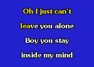 Oh I just can't

leave you alone

Boy you stay

inside my mind