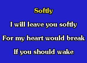 Softly
I will leave you softly
For my heart would break

If you should wake