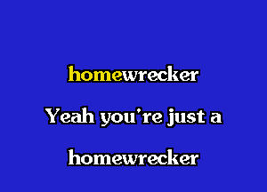 homewrecker

Yeah you're just a

homewrecker