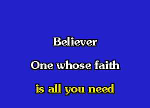 Believer

One whose faith

is all you need