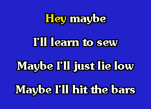 Hey maybe

I'll learn to sew

Maybe I'll just lie low

Maybe I'll hit the bars