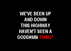 WE'VE BEEN UP
AND DOWN
THIS HIGHWAY

HAVEN'T SEEN A
GODWMN THING